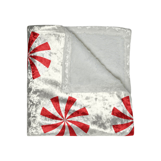 Peppermint Swirl Crushed Velvet Throw Blanket | Luxury Red & White Christmas Decor | Ultra Soft Holiday Gift