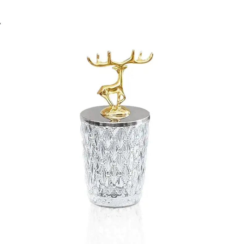 Glass Storage Jar with Gold Reindeer Lid