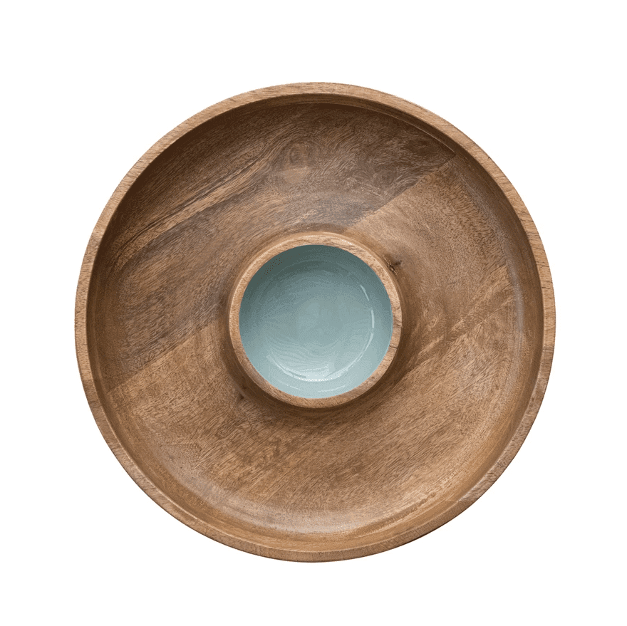 Coastal Mango Wood Lazy Susan Server