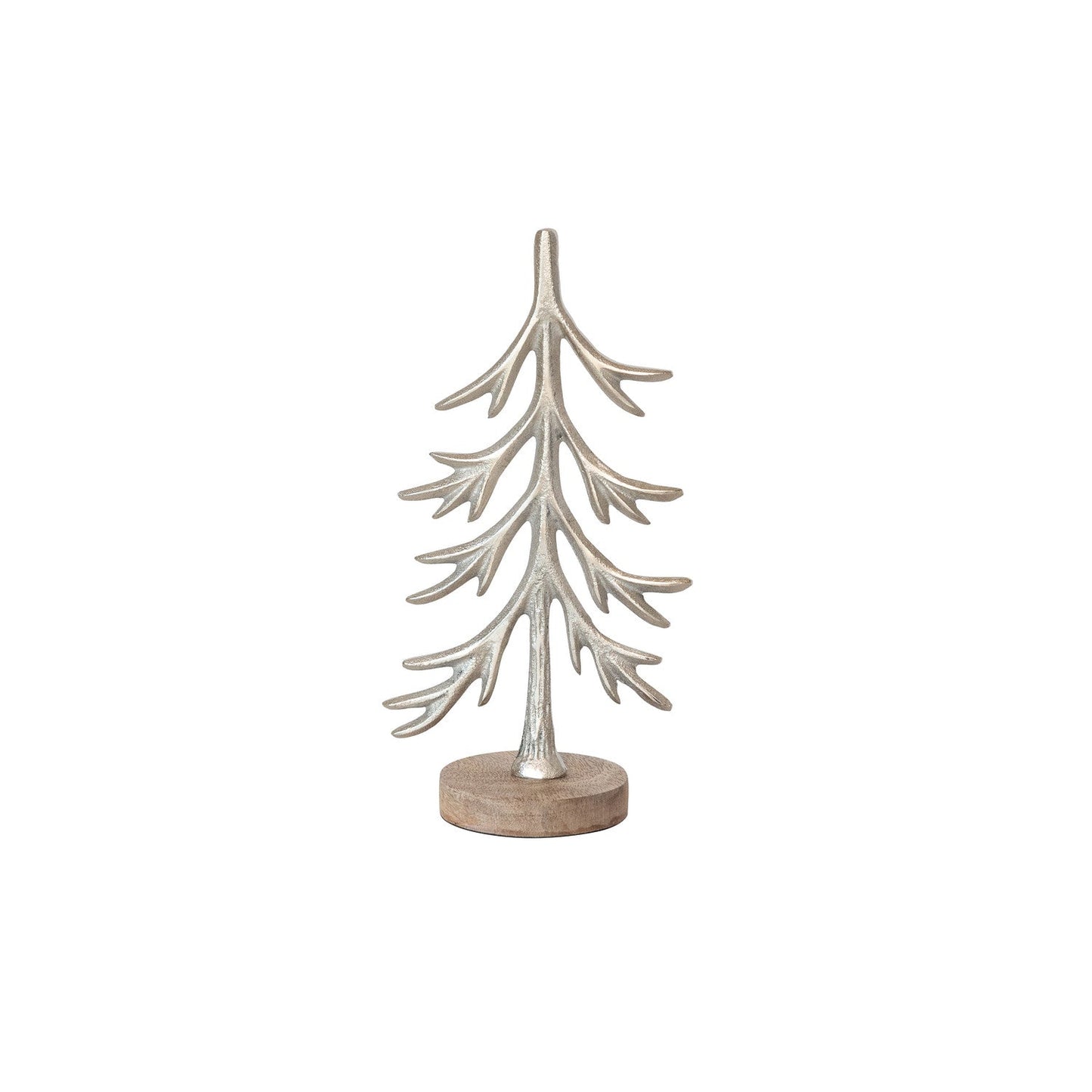 Silver Cast Aluminum Trees with Mango Wood Base | 2 Sizes