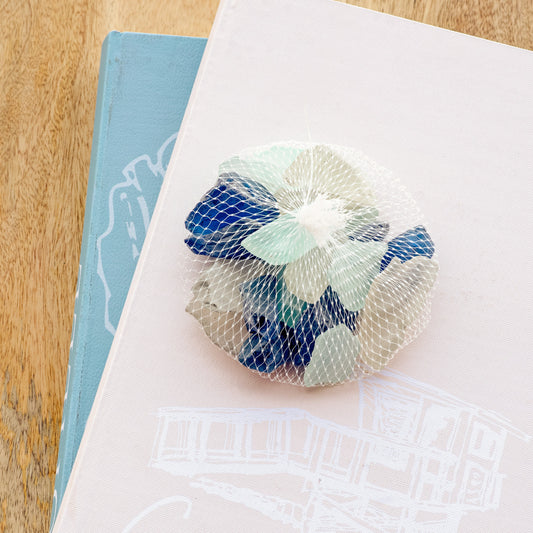 Mixed Blue Frosted Sea Glass in Bag