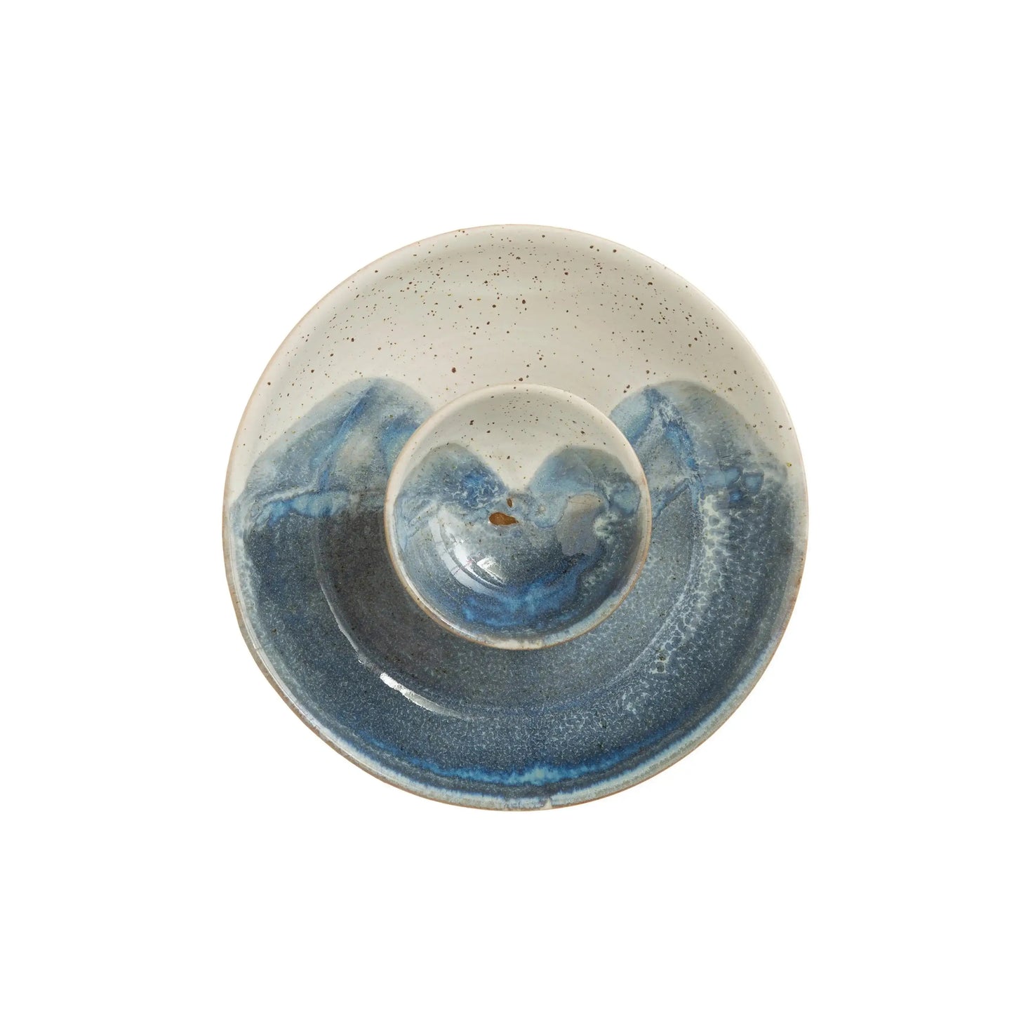 Coastal Stoneware Glazed Chip and Dip Bowl