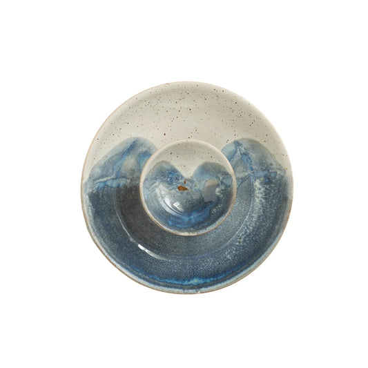 Coastal Stoneware Glazed Chip and Dip Bowl