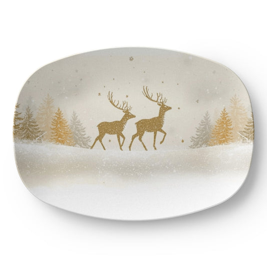 Gold Reindeer Serving Plate