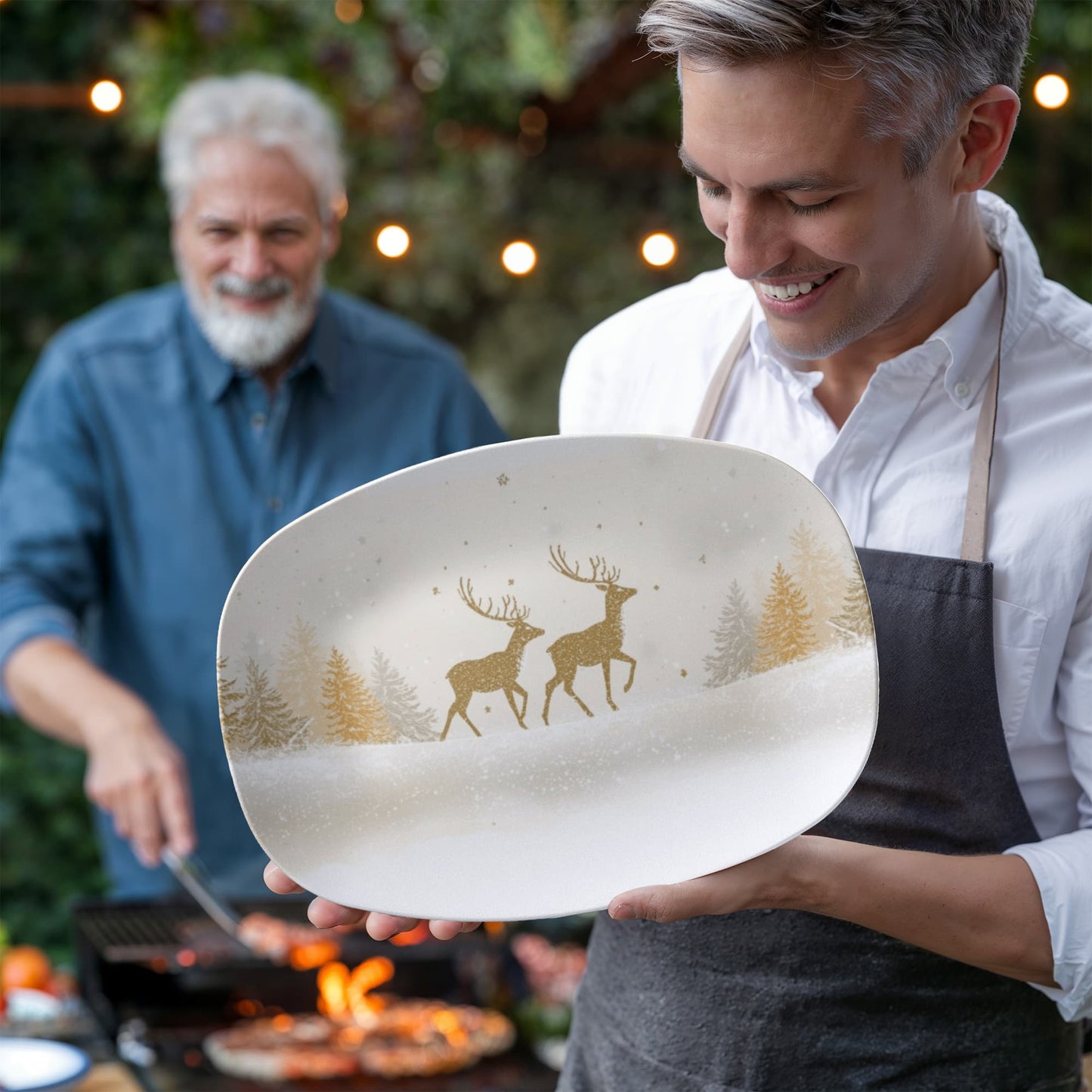 Gold Reindeer Serving Plate