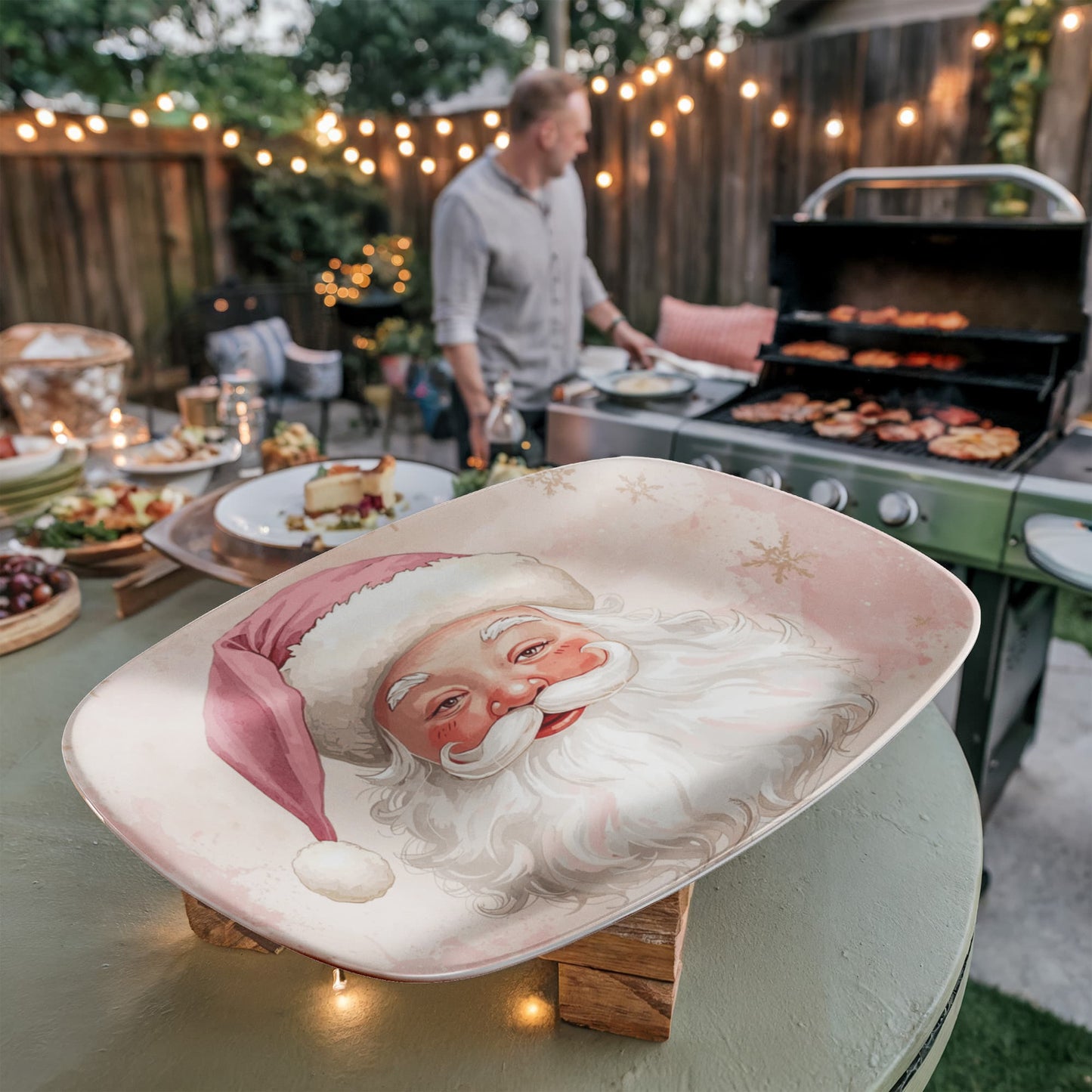 Pink Santa Serving Plate