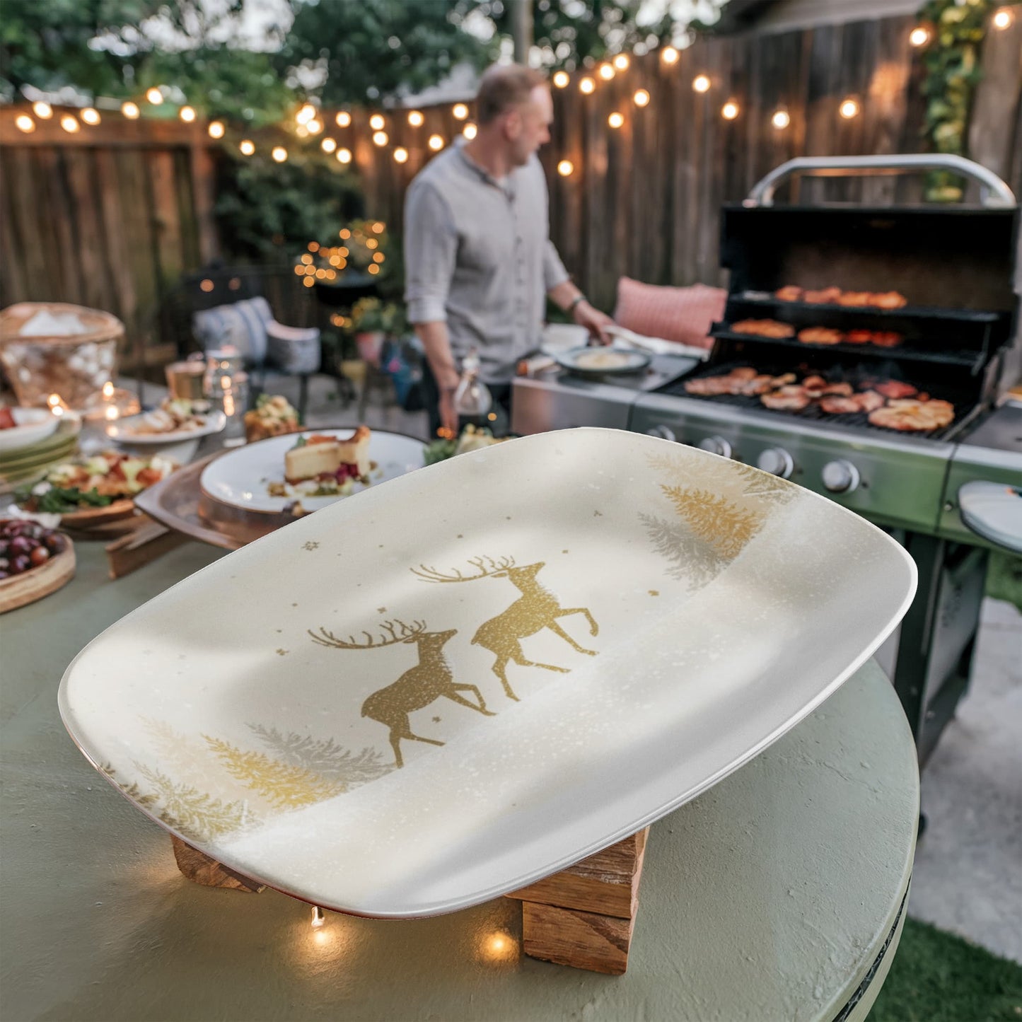 Gold Reindeer Serving Plate