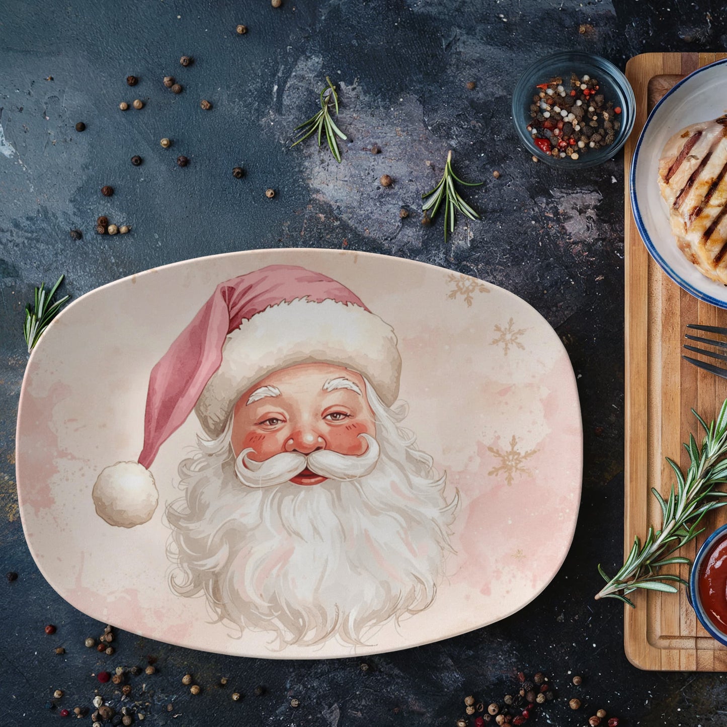 Pink Santa Serving Plate