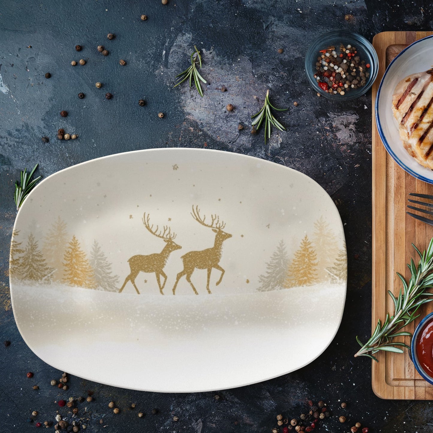 Gold Reindeer Serving Plate