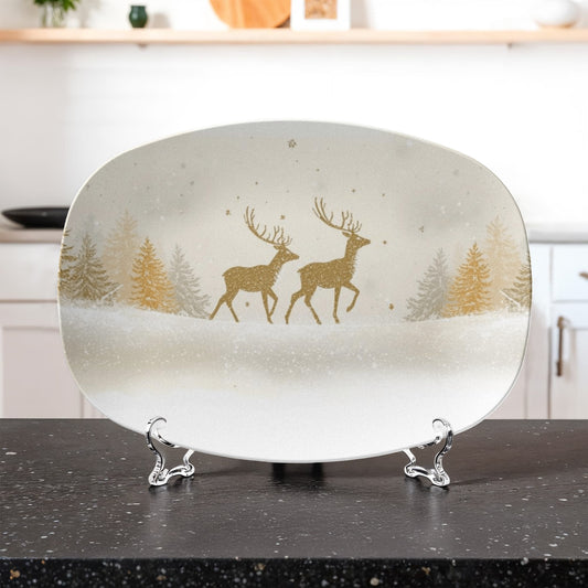 Gold Reindeer Serving Plate