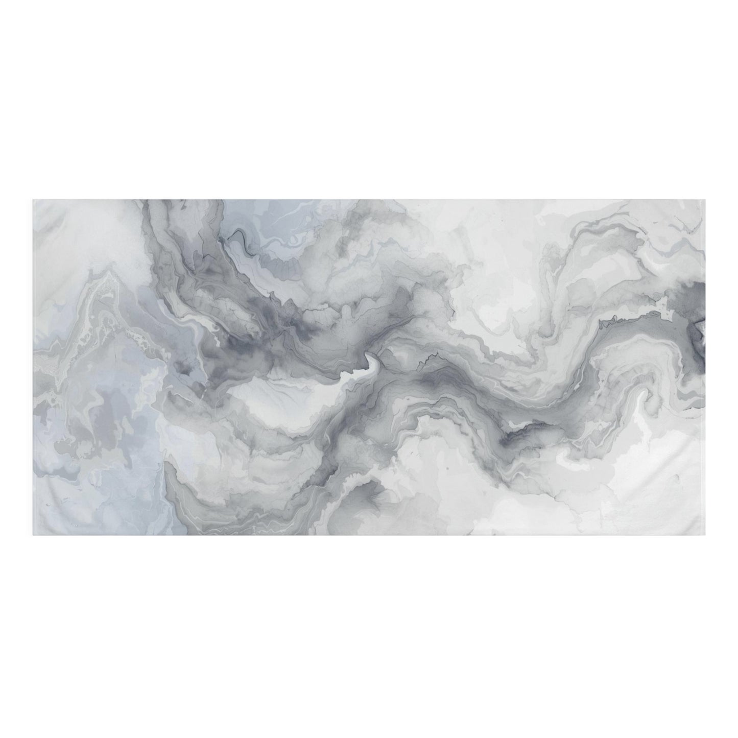 Abstract Marble Bath Towel - Gray & White Watercolor Coastal Bathroom Decor