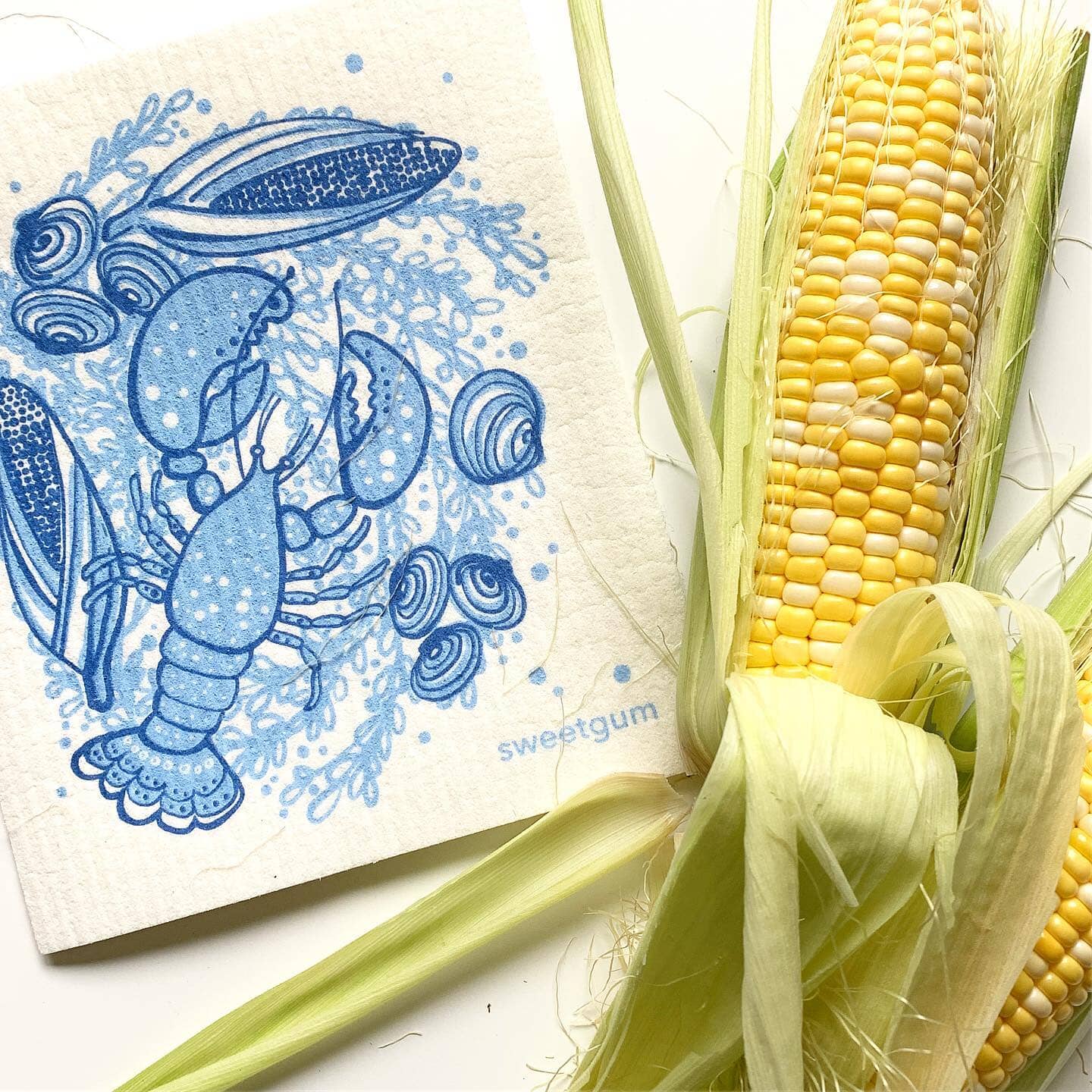 Blue Lobster Swedish Dishcloth | Summer