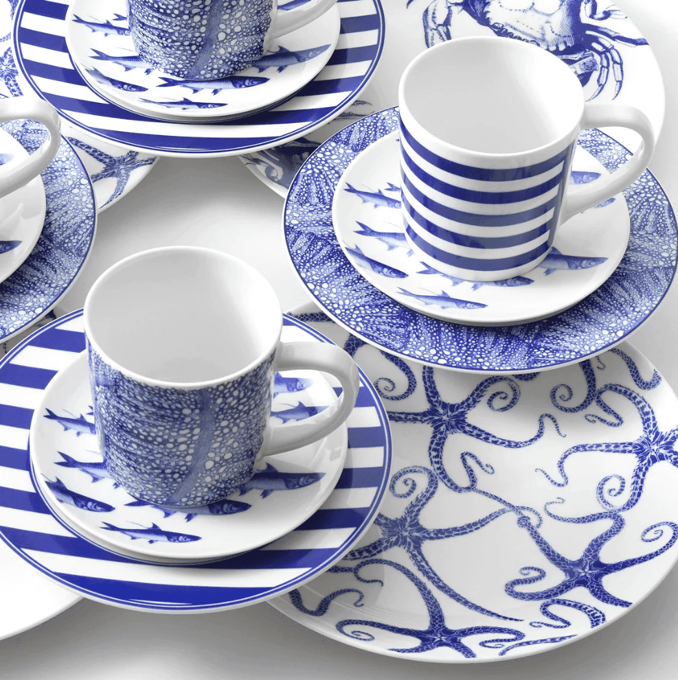 Coastal Blue Starfish Porcelain Dinnerware