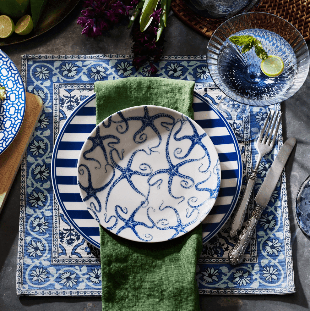 Coastal Blue Starfish Porcelain Dinnerware
