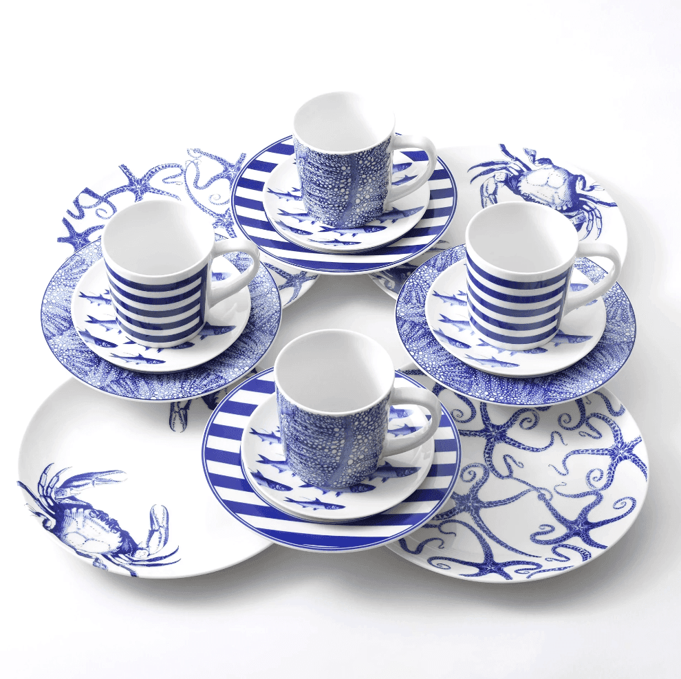 Coastal Blue Starfish Porcelain Dinnerware