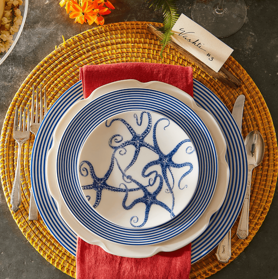 Coastal Blue Starfish Porcelain Dinnerware