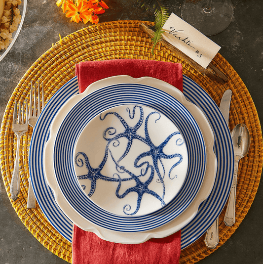 Coastal Blue Starfish Porcelain Dinnerware