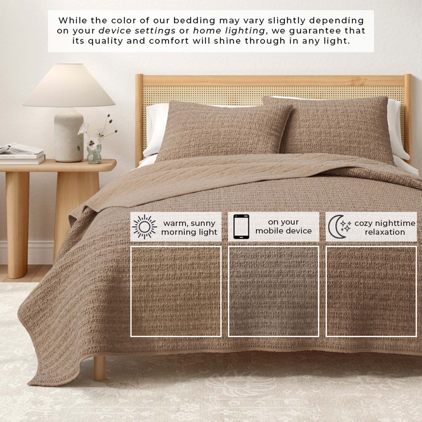 100% Cotton Honeycomb Waffle Garment Washed Quilt Set - Genevieve Collection