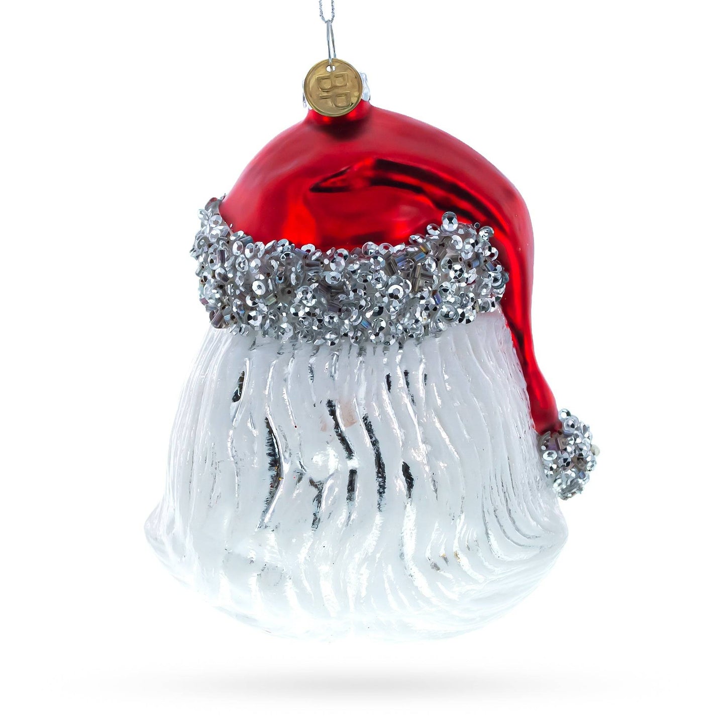 Santa Head Glass Christmas Ornament