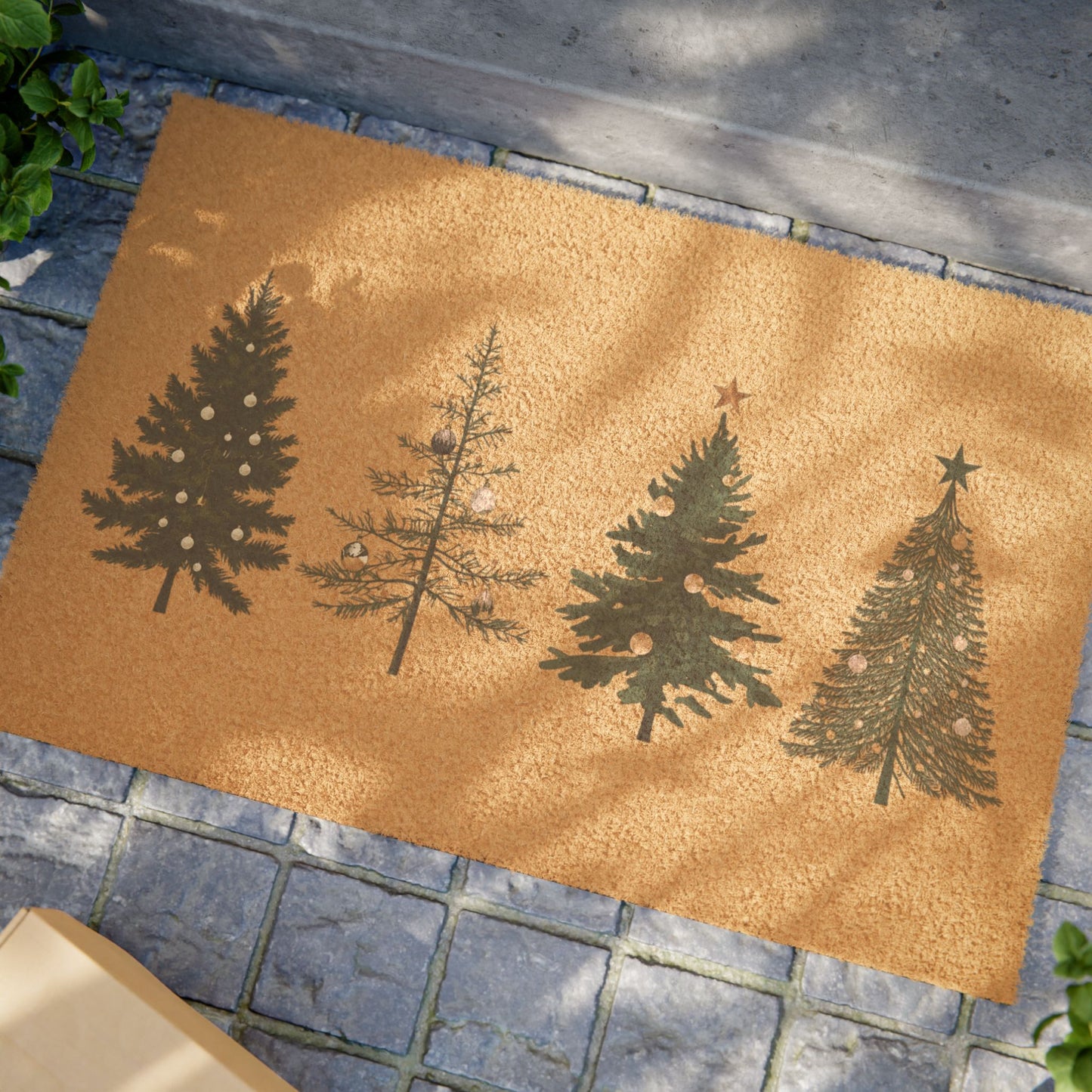 Rustic coir Christmas doormat perfect for winter home décor