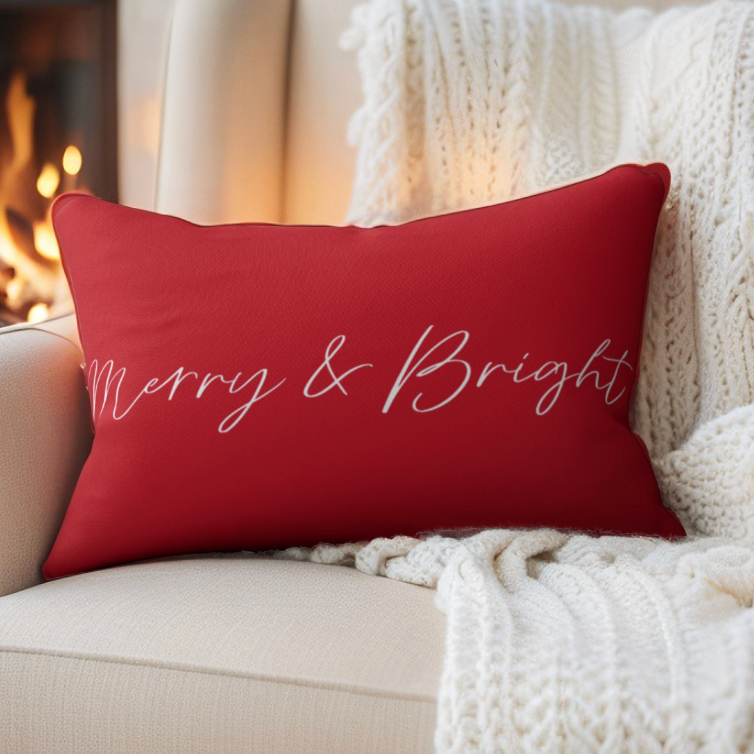 Merry & Bright Red Lumbar Pillow