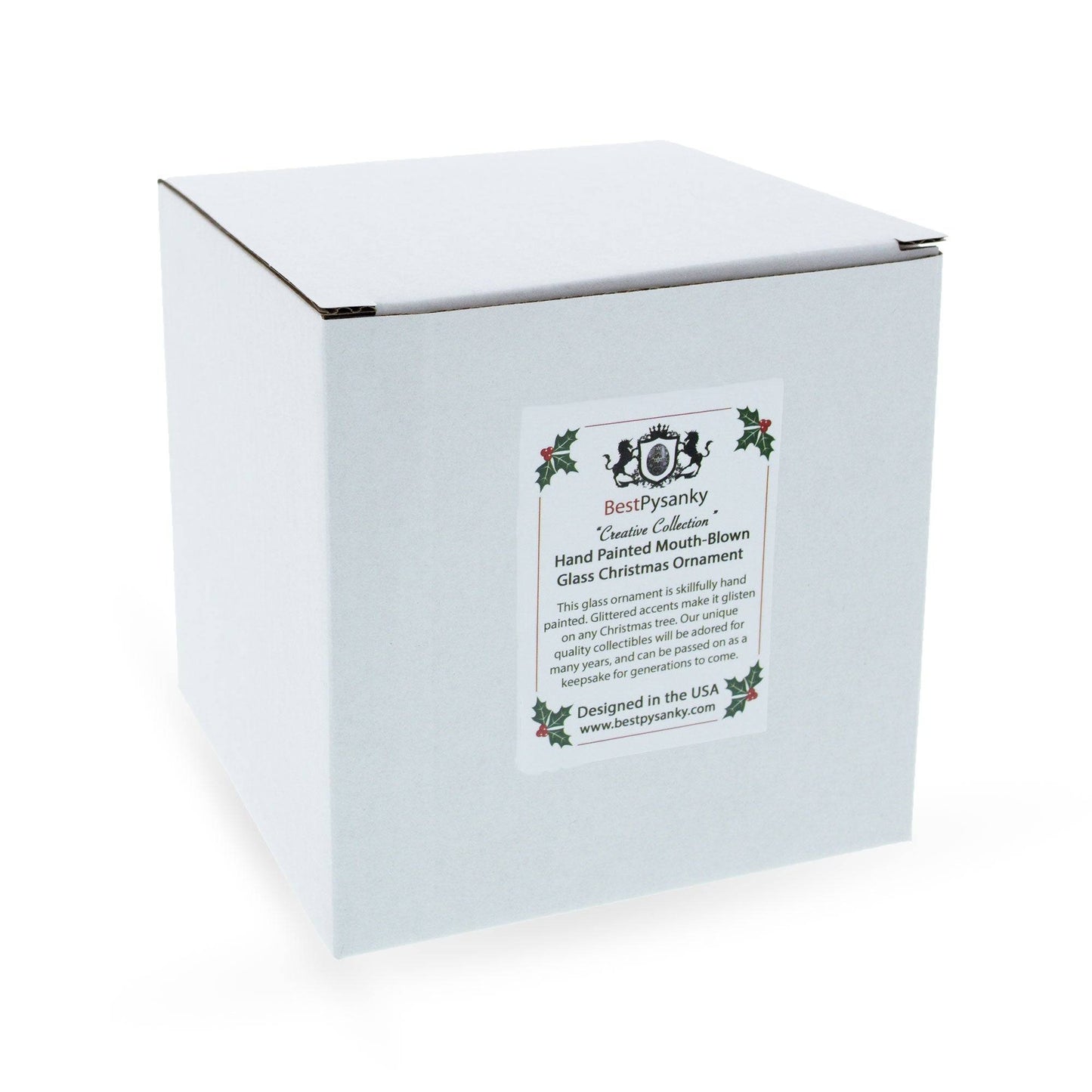 Blue Shiny Star "Piece" Glass Christmas Ornament