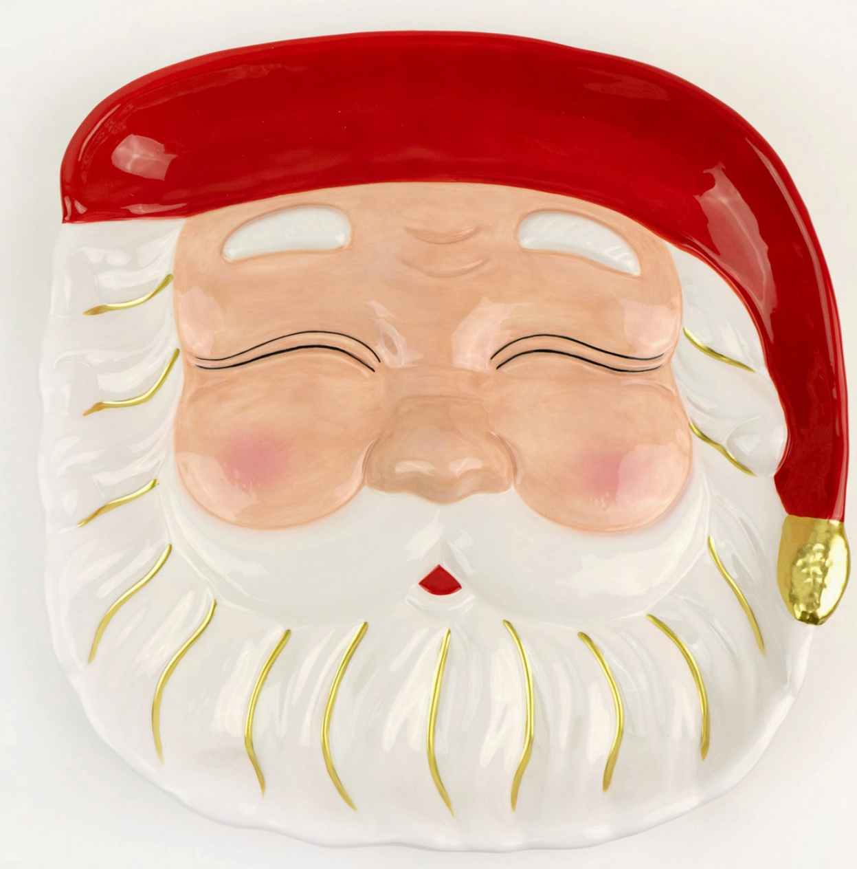 Santa ceramic serving platter on holiday table