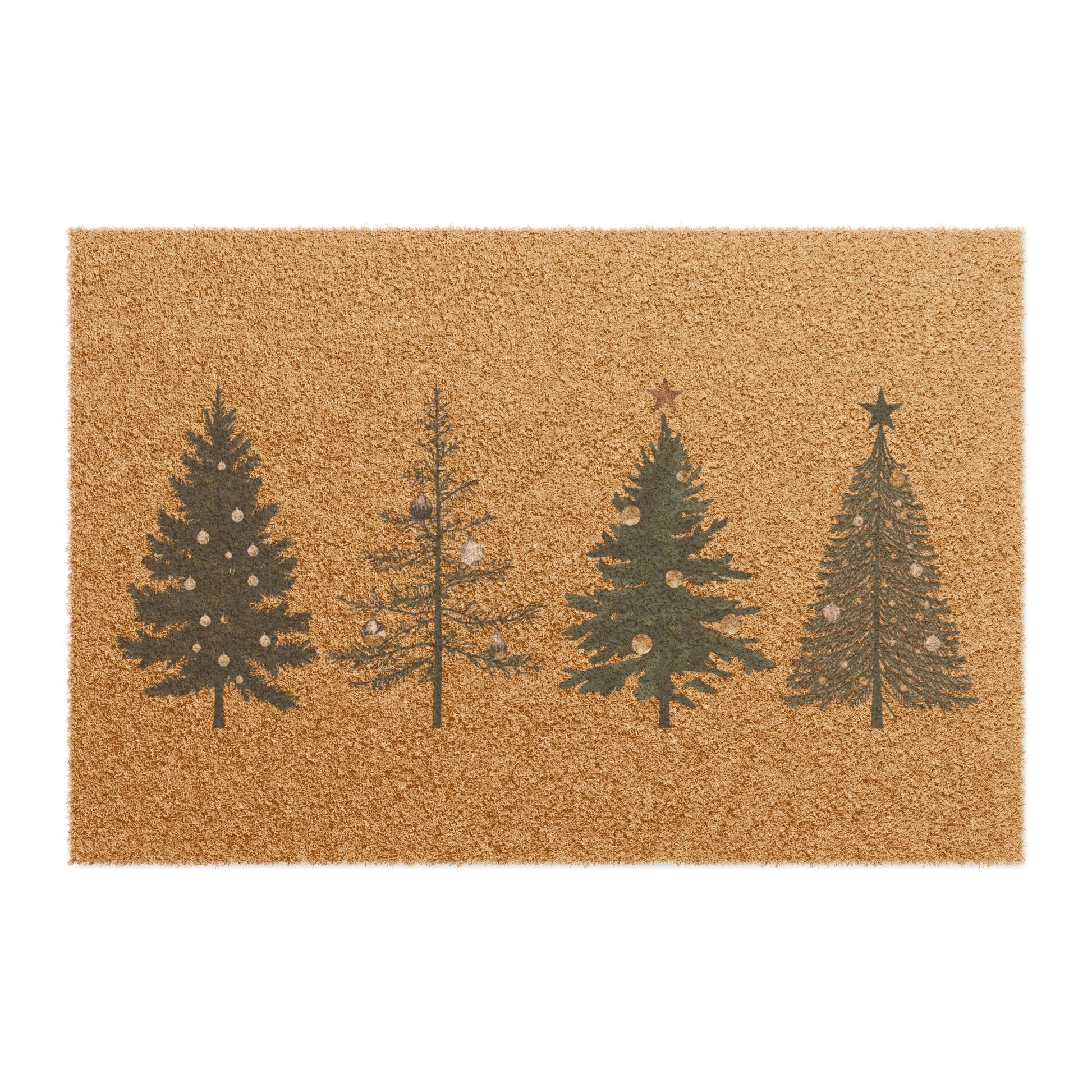 Christmas tree doormat with festive evergreen design for front porch