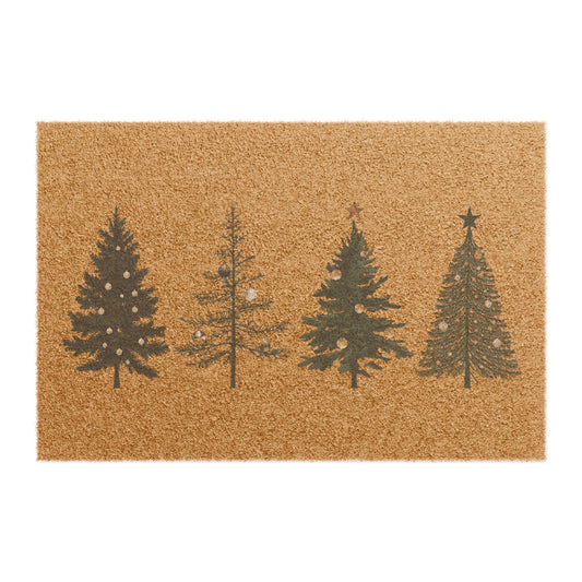 Christmas tree doormat with festive evergreen design for front porch