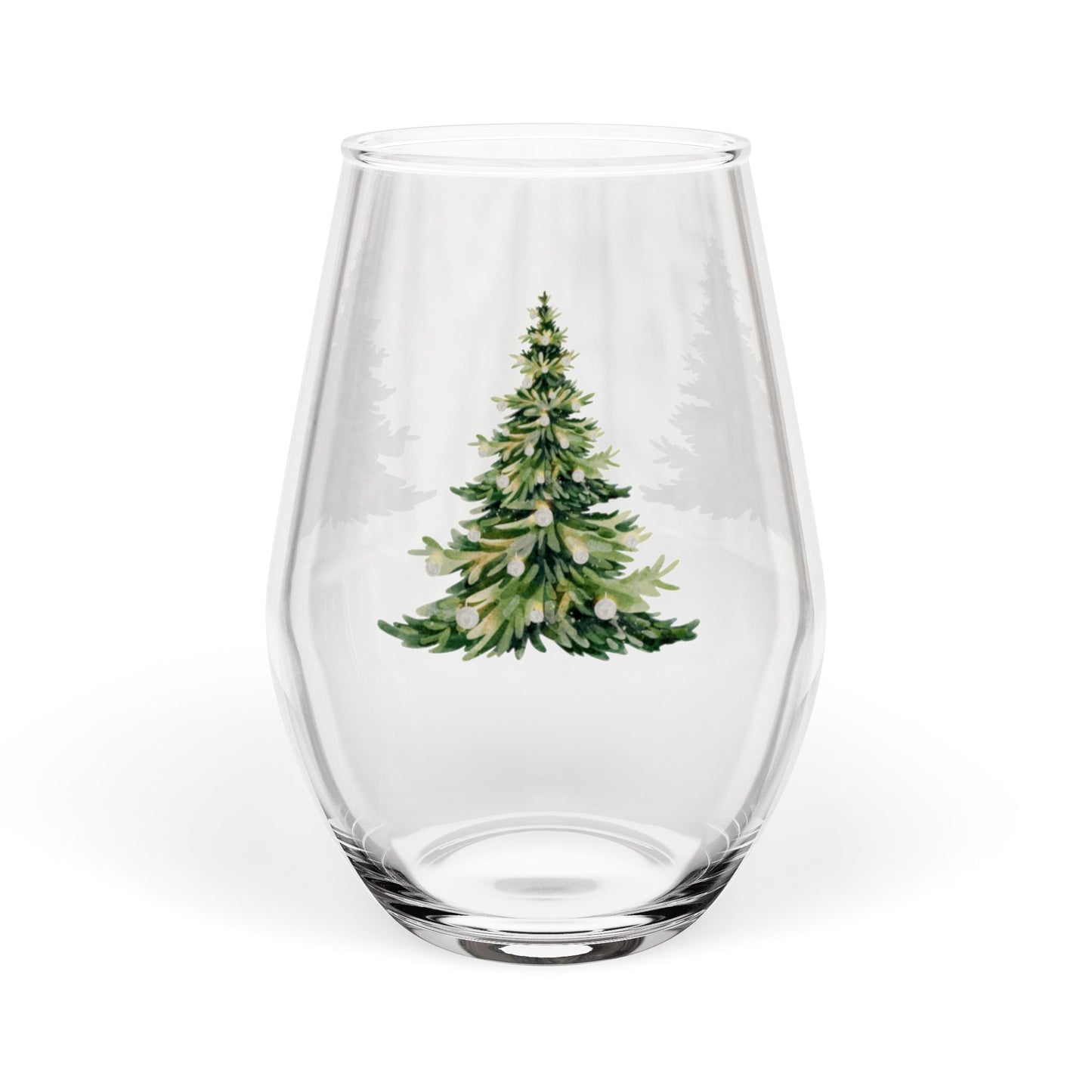 Christmas Tree Stemless Wine Glass – Holiday Barware