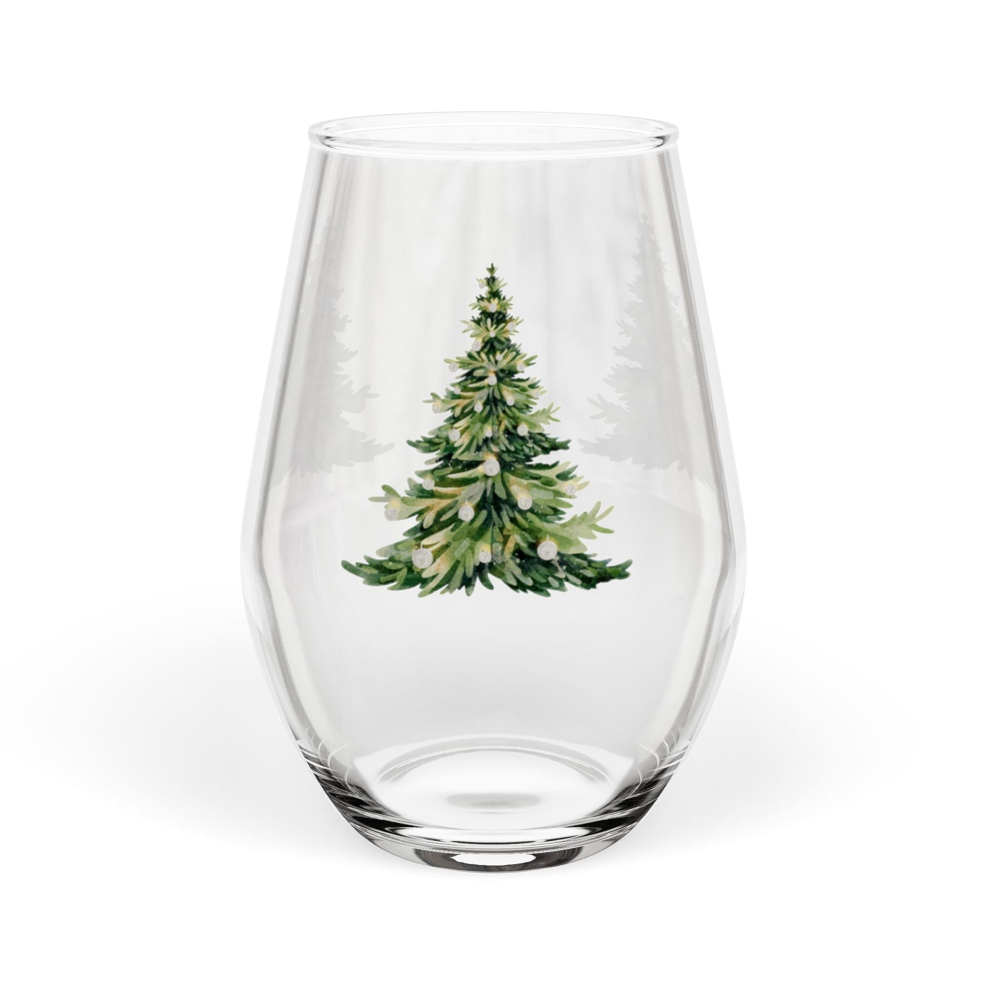 Christmas Tree Stemless Wine Glass – Holiday Barware