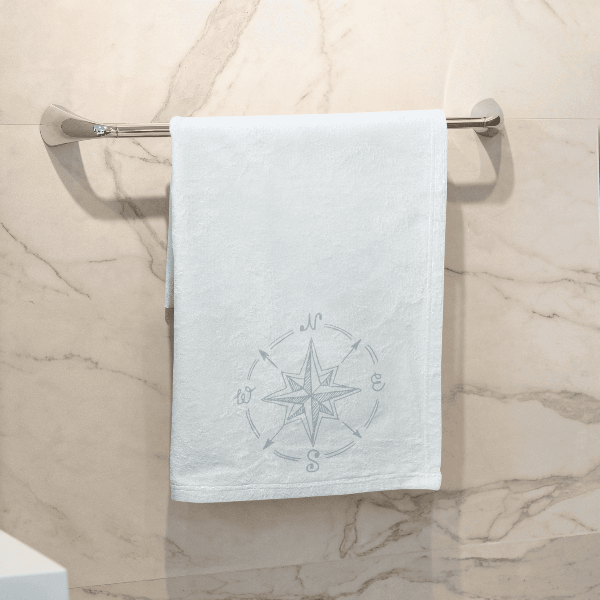 Coastal bath towel with beach vibes design, perfect for adding a soothing, ocean-inspired touch to your bathroom.