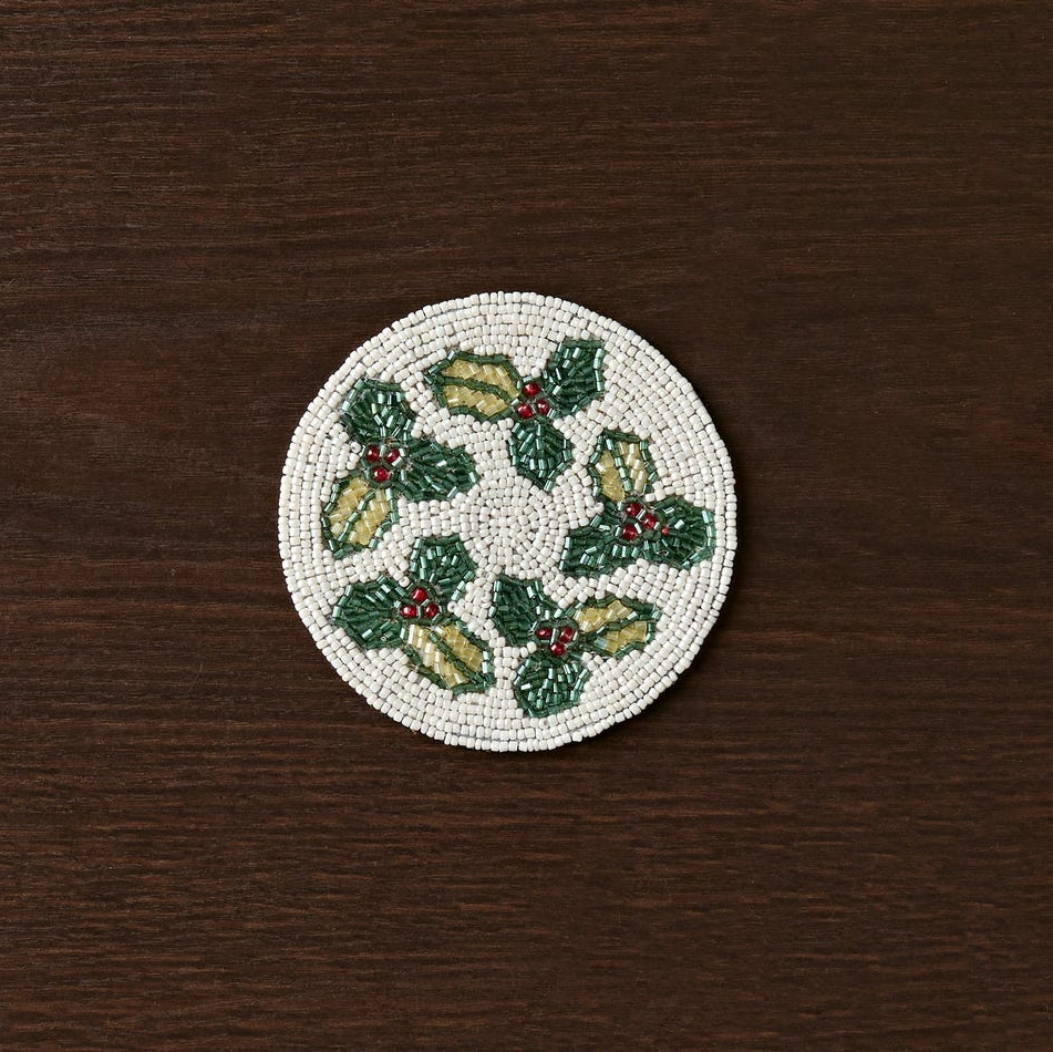 Handmade Beaded Holiday Coaster