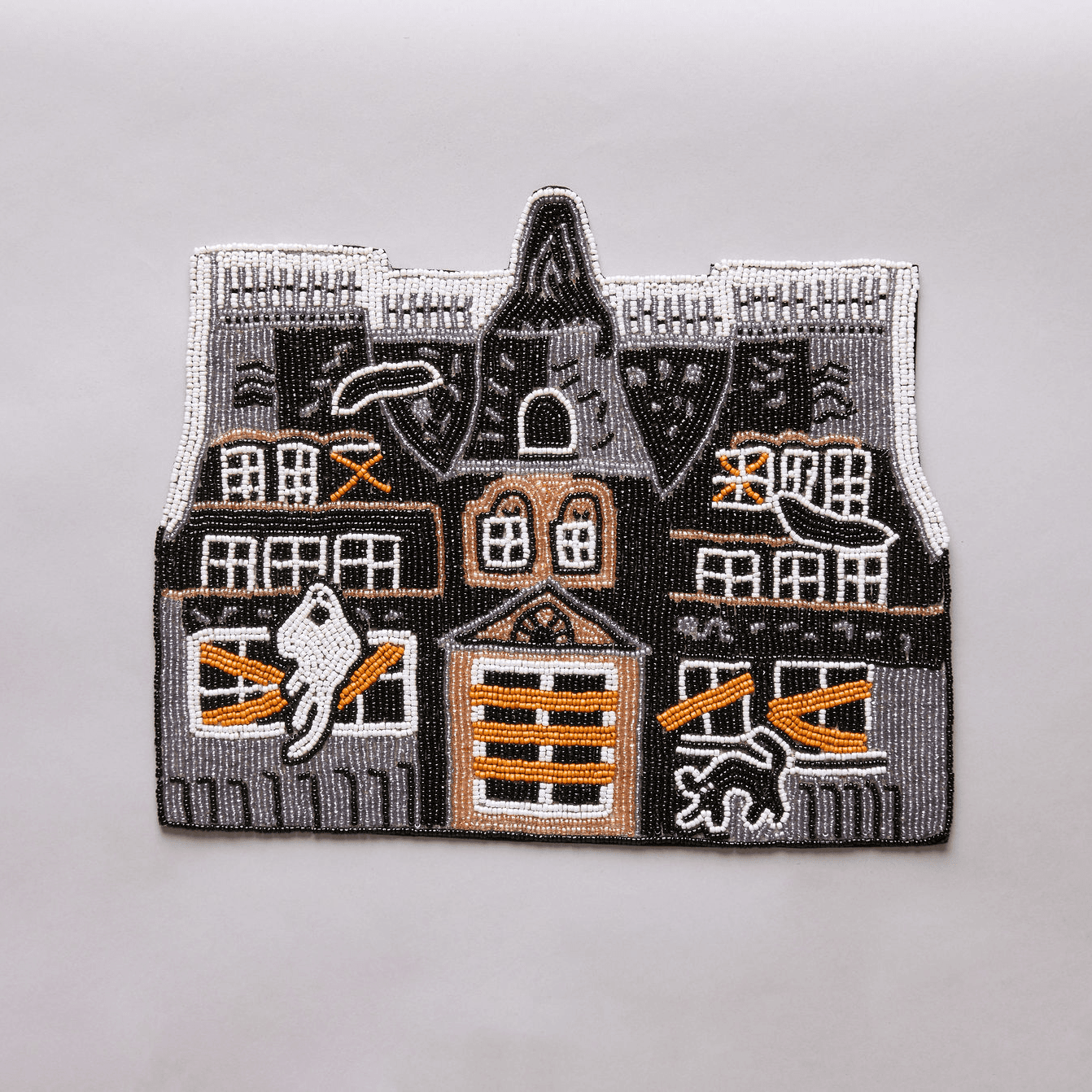 Handmade Haunted House Beaded Placemat