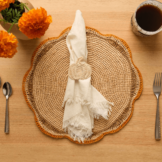 Rattan Pumpkin Napkin Ring - Handmade Fall Table Decor