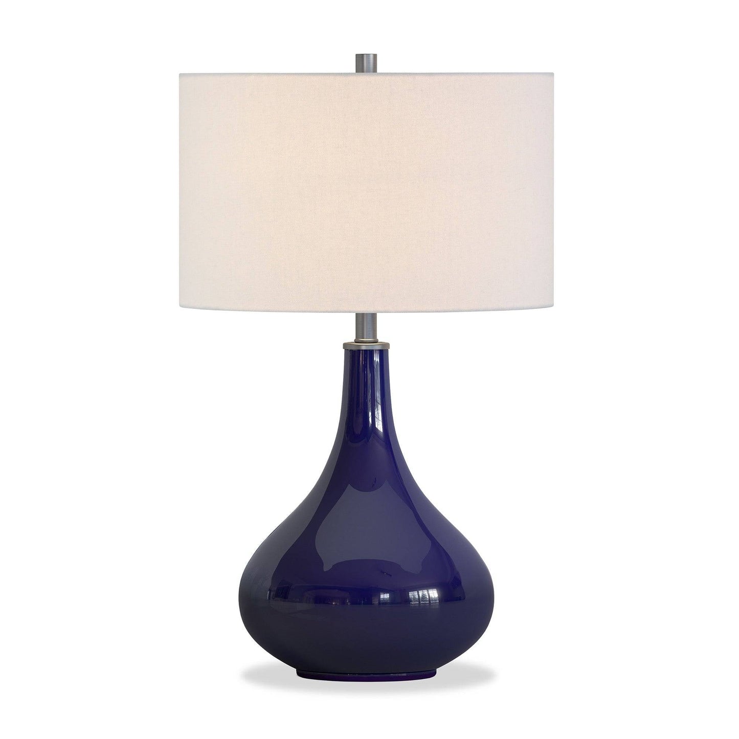 Elegant navy glass lamp with drum shade for living room or office