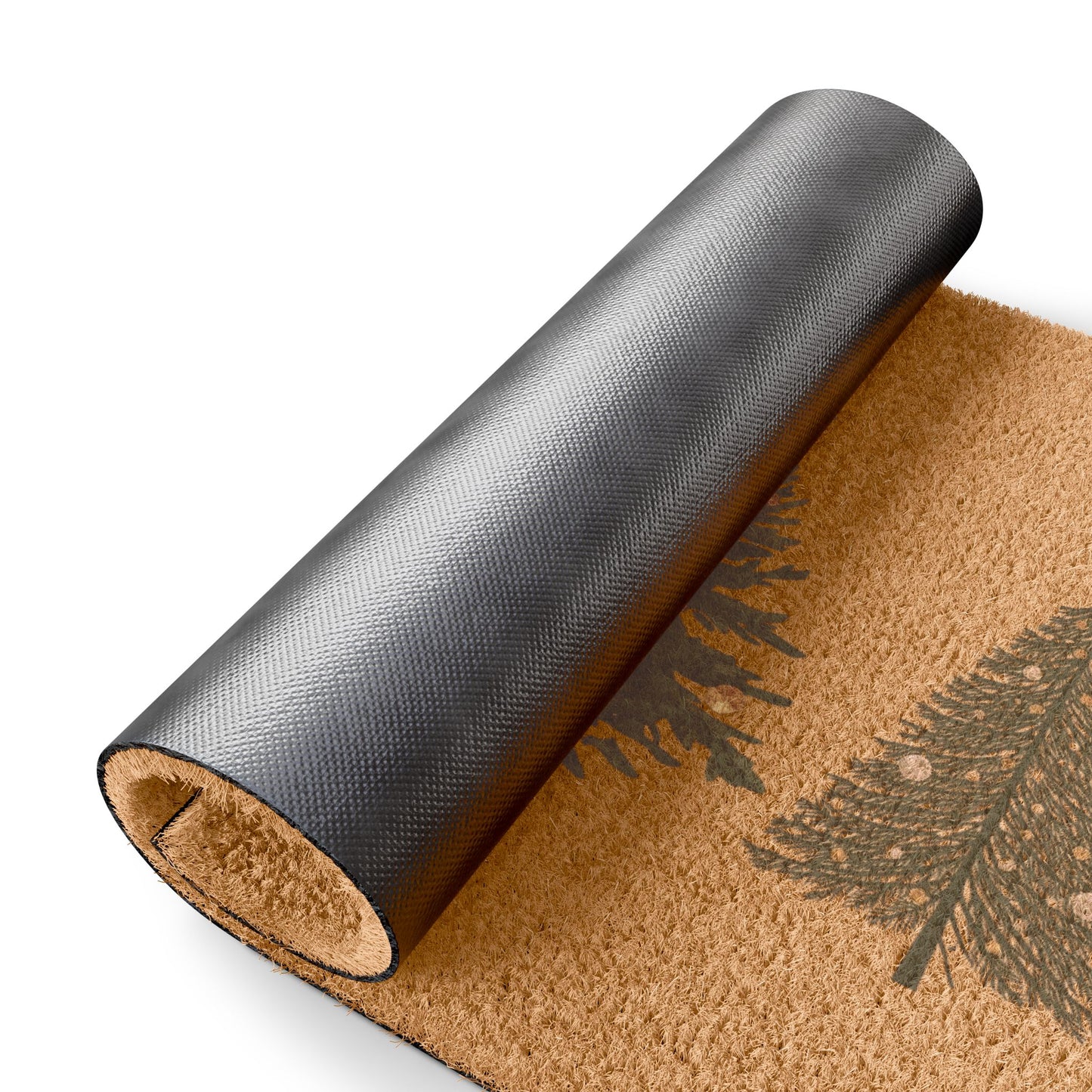 Holiday welcome mat with elegant evergreen Christmas tree pattern