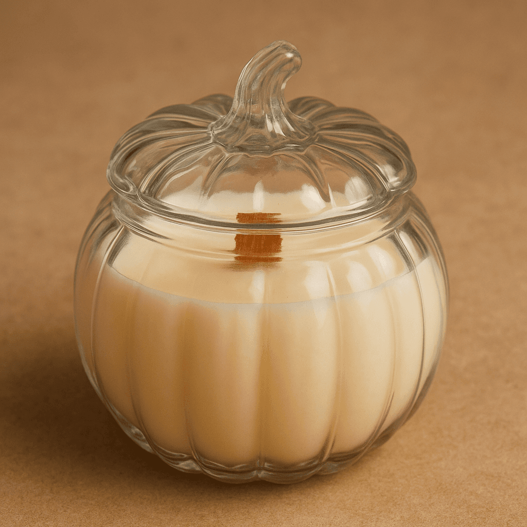 Glass Pumpkin Candle 14 oz Vanilla Eggnog Pumpkin Pie Scent
