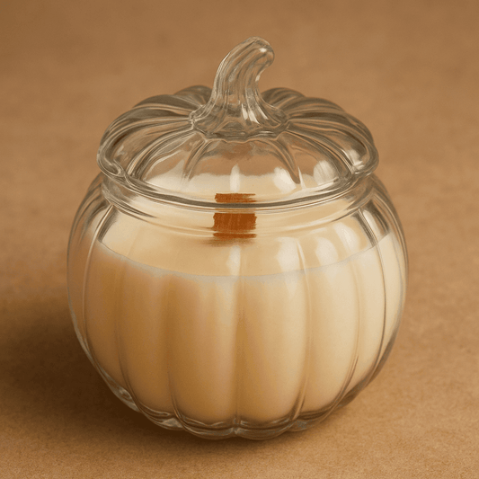 Glass Pumpkin Candle 14 oz Vanilla Eggnog Pumpkin Pie Scent