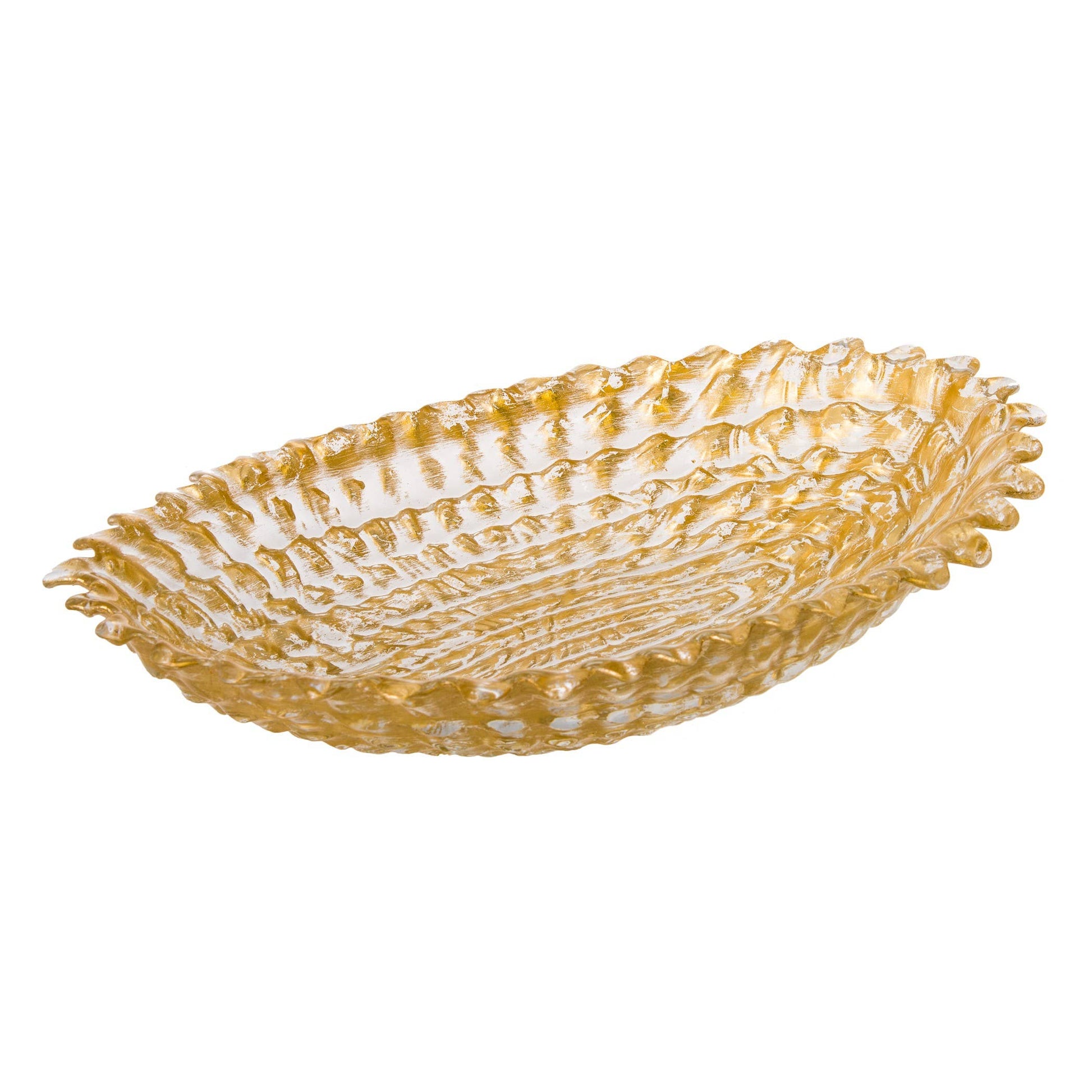 Small gold beveled oval bowl for home décor and tabletop styling