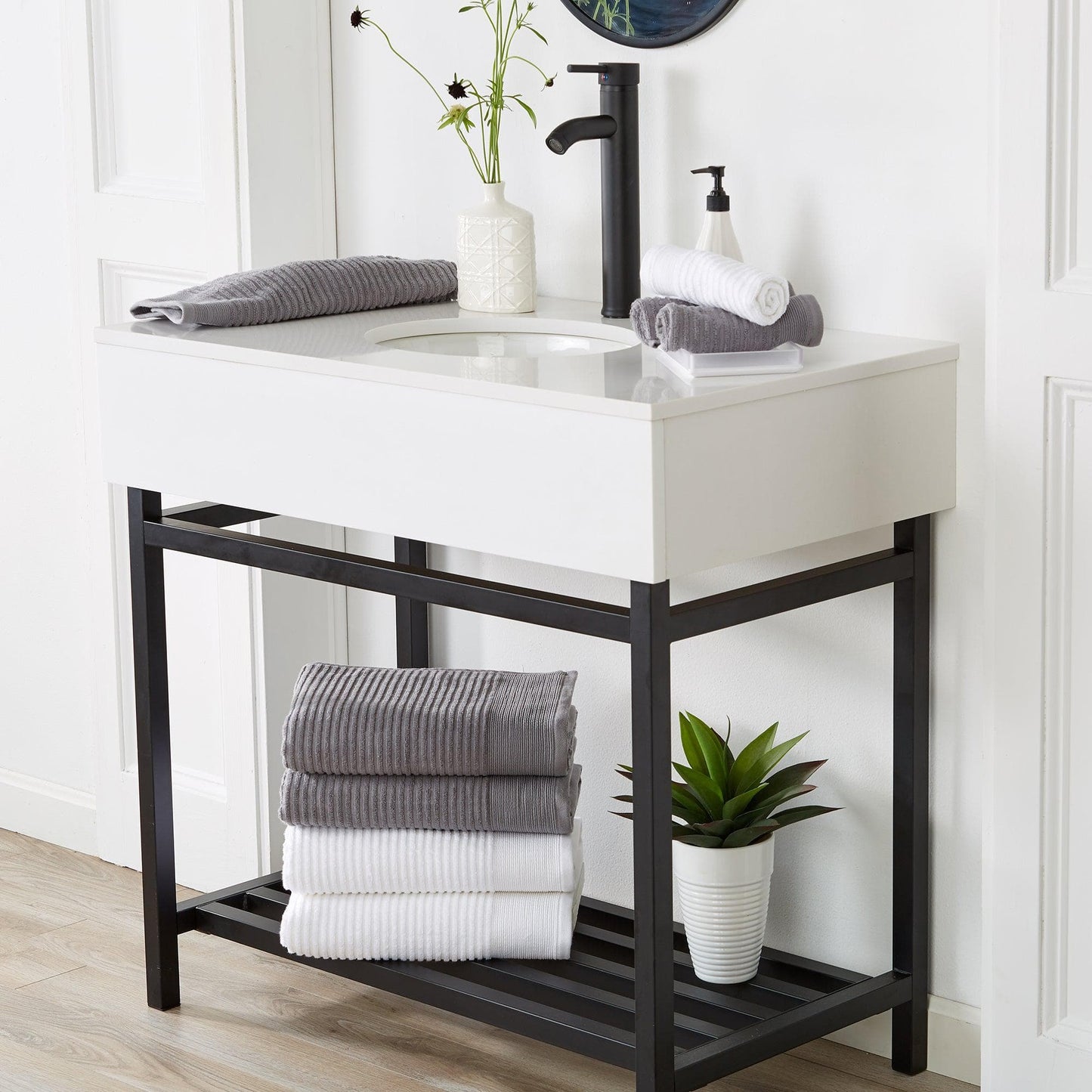 4 Pack Ribbed Hand Towels