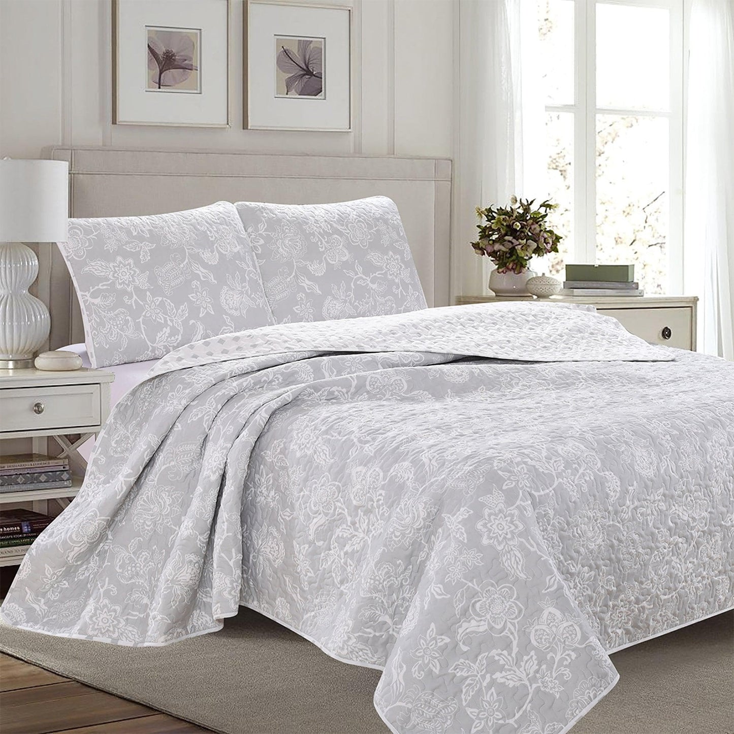 3-Piece Floral Quilt - Emma Collection