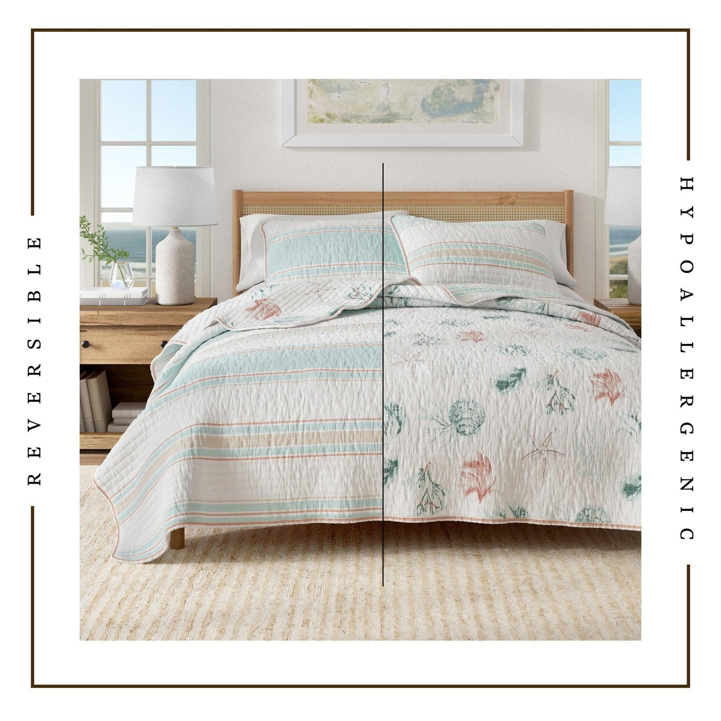 Coastal Printed Cotton Quilt Set