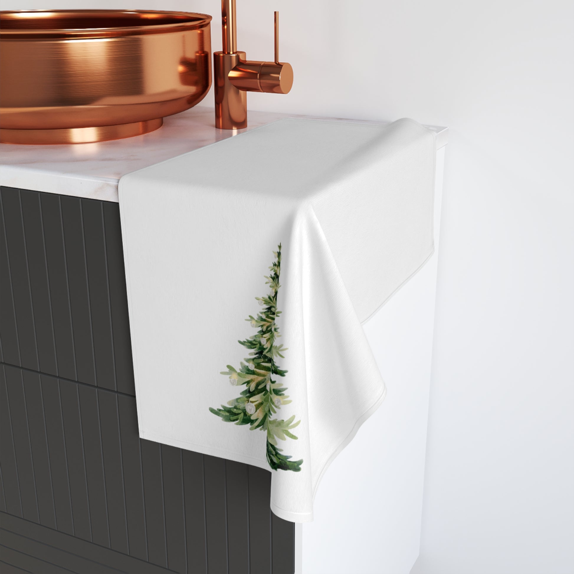 Festive Christmas Tree Towel for Kitchen or Bath
