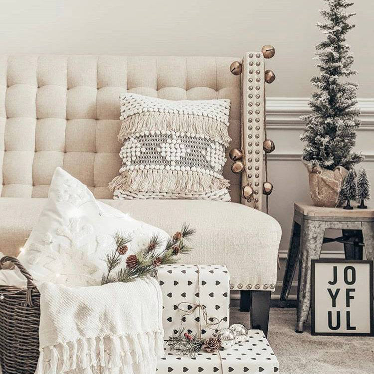 Handmade Embroidered Snowflake Pillow Cover