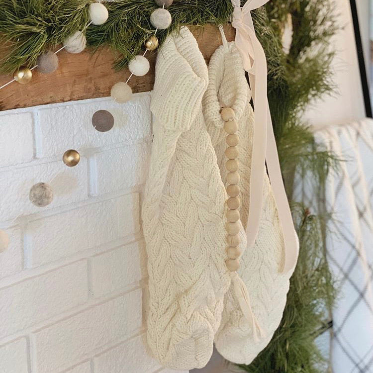 Cream Hand-Knitted Stocking