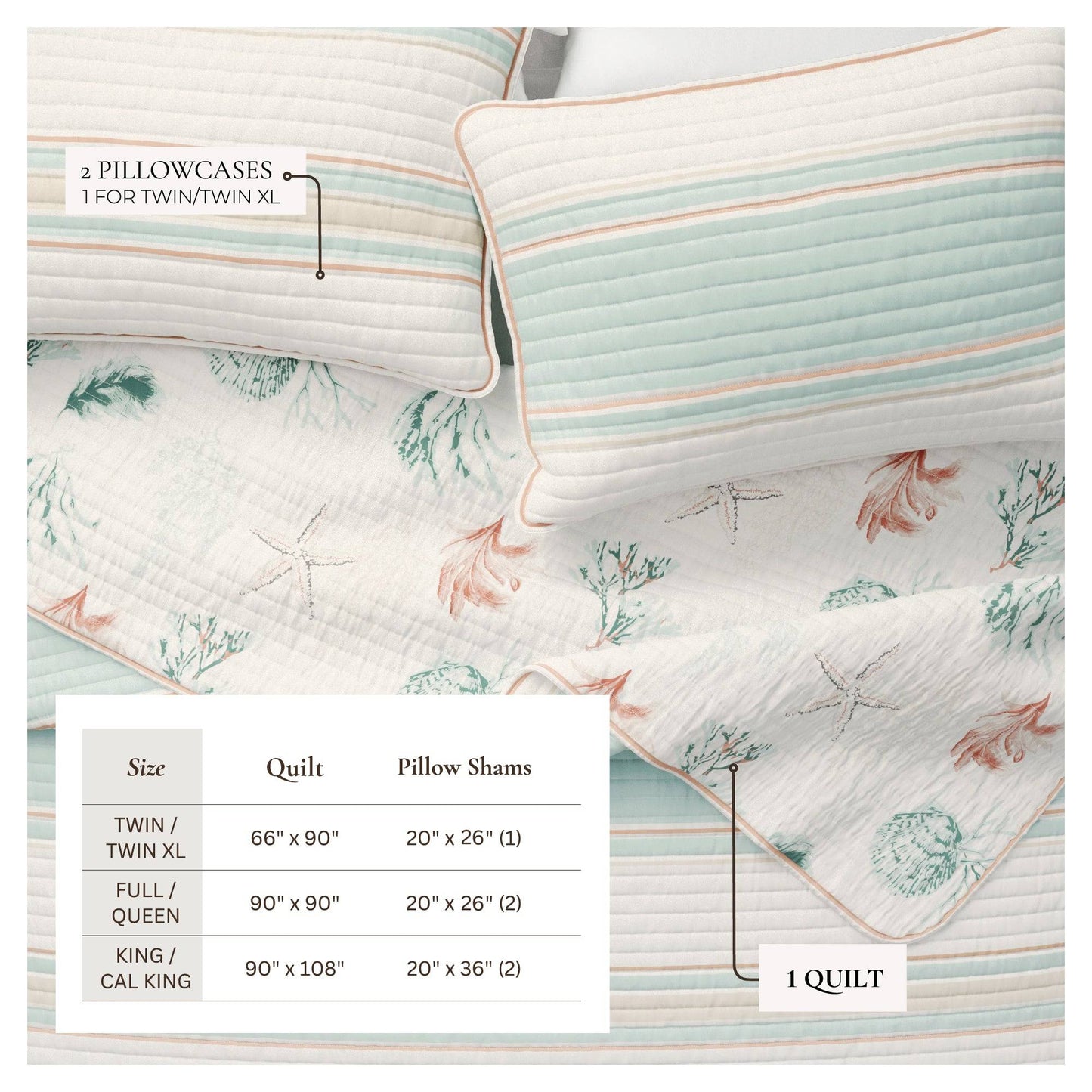 Coastal Printed Cotton Quilt Set