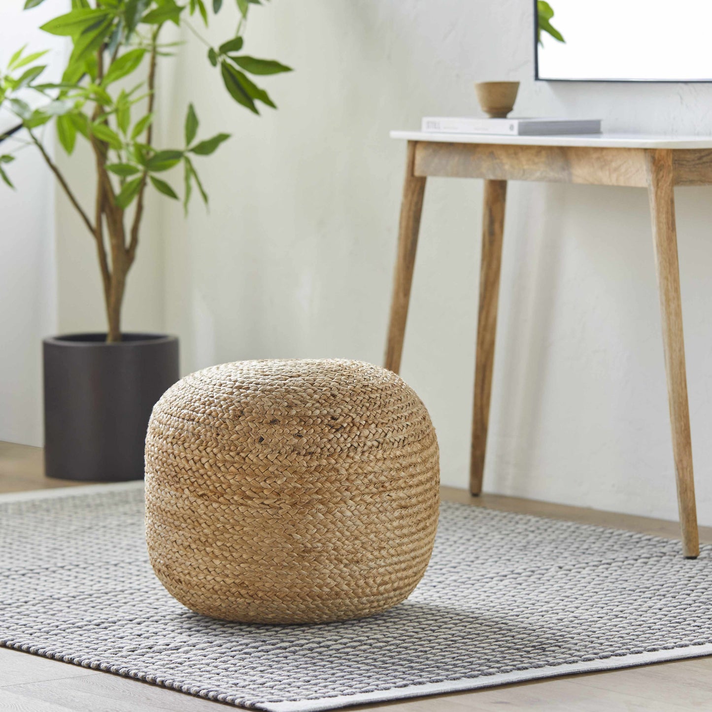 Jute Round Pouf Ottoman