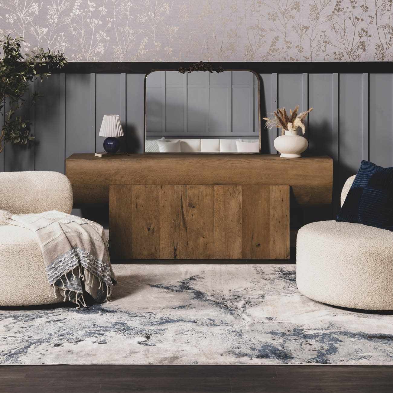 Kirkland Collection marble area rug featuring a fluid abstract pattern in charcoal gray and light gray tones.