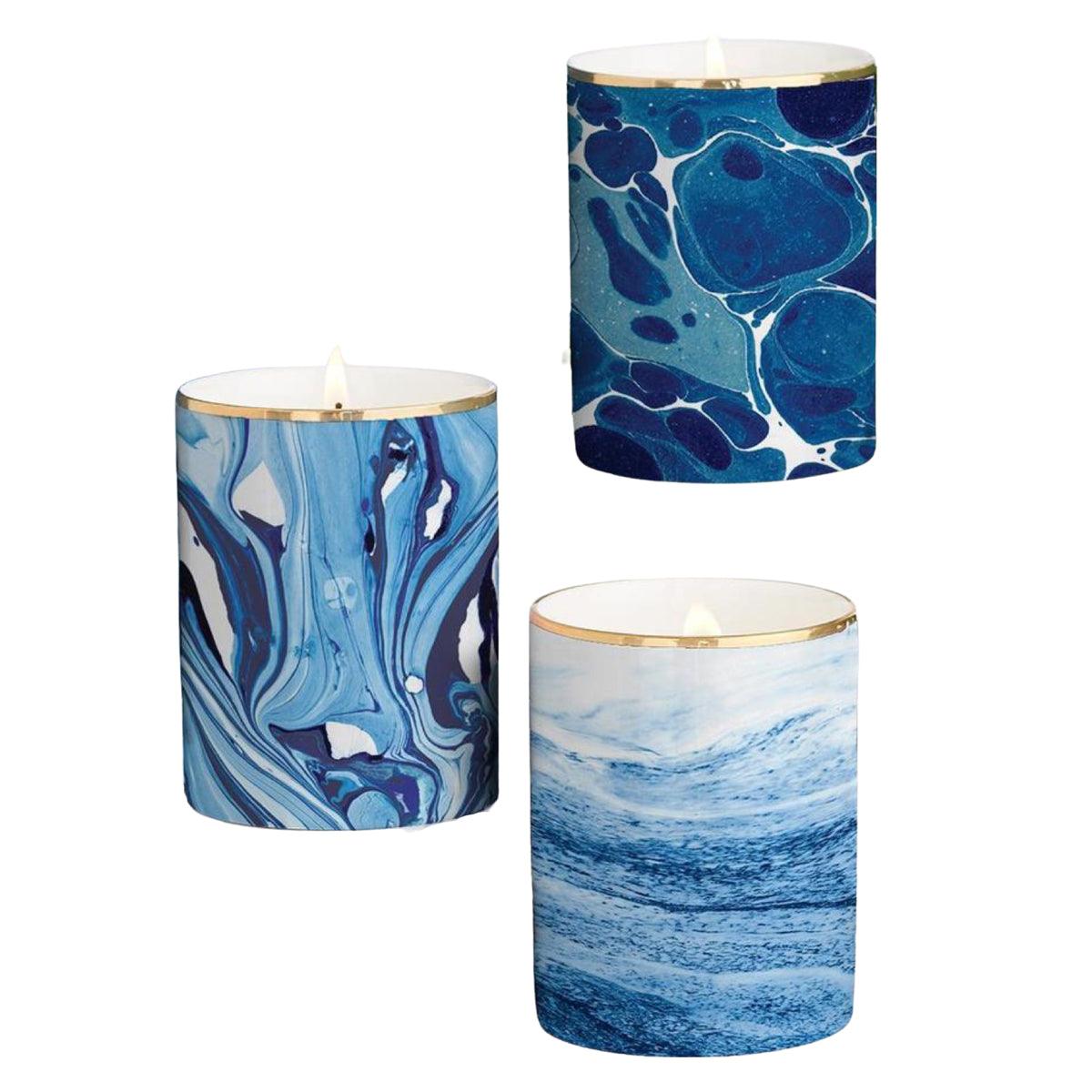 Blue Porcelain Candle - Mediterranean Ocean Scent (Soy Wax)